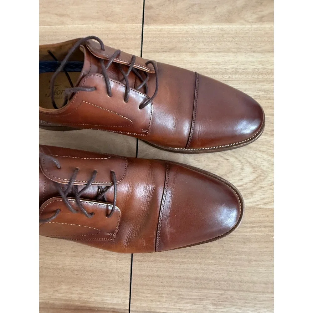 Florsheim Mens Cap Toe Oxford Dress Shoes Cognac Brown Leather Lace Classic 9.5